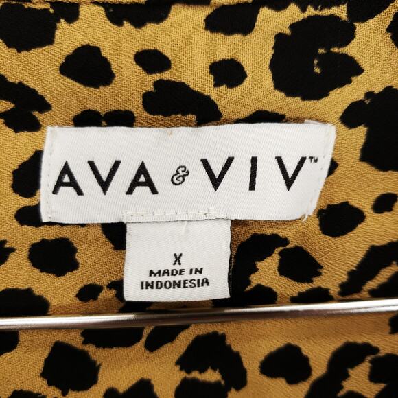 Ava & Viv Blouse Womens Size X Leopard Print Long Sleeve Pullover Shirt Top - Picture 6 of 7